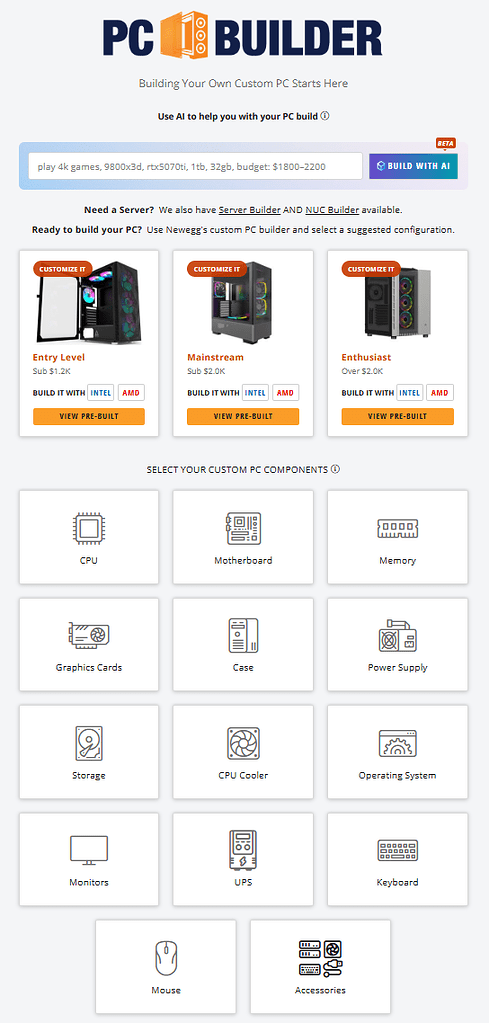 Not Sure what to buy? Check out Newegg's free PC Builder website as an ...